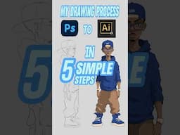 Digital art process from Photoshop To Illustrator in 5 simple steps!