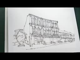 Sketching Challenging Roof Angles (timelapse tutorial) Duxton Hill Shophouses