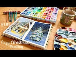 Relaxing Christmas Landscape Painting Vlog ⎪HIMI Gouache 🎄