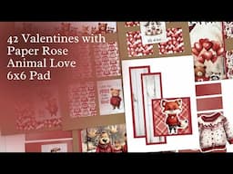 42 Valentine Cards with Paper Rose Animal Love