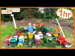 Toy truck compilation. Construction, emergency, and Farm toys for kids with Bruder & Lego | Kid Crew