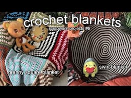 Making Scrap Yarn Blankets ! Swirl Blanket, Granny Square Blanket | Scrap Yarn Projects