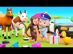 Baby Animals Unboxed Tricycle Gifted to Boy - Fun Paly with Farm Animals - Children Nursery Rhymes