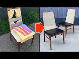 MCM Chair Transformation | DIY Cane Webbing On Chair Back | Furniture Restoration & Repair