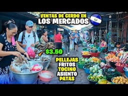 🐷Mira como Venden LOS CHICHARRONES en los MERCADOS de EL SALVADOR🇸🇻