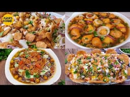 4 Chaat Recipe For Iftar Menu by Aqsa's Cuisine, Aloo Chana Chaat, Kathiyawari, Papri Chaat, Phulki