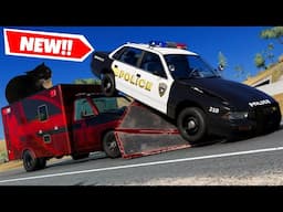 RAM PLOW AMBULANCE Destroys Police Cars with a Cannon in BeamNG Drive Mods!