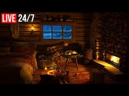 🔴 Fireplace 4k, Snowstorm and Frosty Wind Sounds - Live 24/7