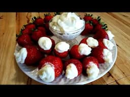 2 Ingredient Cream Cheese Fruit Dip - Stuffed Strawberries - The Hillbilly Kitchen #valentinesday