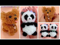 DIY - POMPOM CRAFTS - CUTE PANDA AND DOG