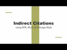 Using Indirect Citations in your paper