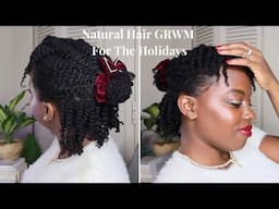 4C Natural Hairstyle & Glowy Face GRWM | Holiday Edition