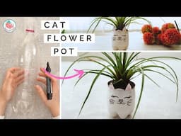 🌿 Eco-friendly DIY Cat Planter / Flower Pot Ideas ♻️ From Recycled Bottles 🐈