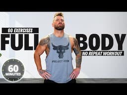 NO REPEAT | 1 Hour Dumbbell Full Body Workout At Home challenge (60 exercises)