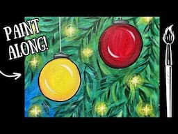 🎄EP232 - 'Gold and Red Ornaments' easy acrylic Christmas tree painting tutorial for beginners