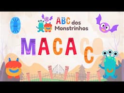 ABC dos Monstrinhos - Letra M - MACACO, MAGIA, MAR, MELANCIA, MONSTRO, MORANGO | Alfabeto Português