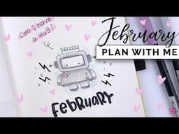 PLAN WITH ME - Cute Robots Theme Bullet Journal Setup | February 2019