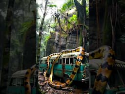 Nature Exploration - Abandoned Bus in Amazon Jungle - Travel Discovery #shorts #bus #snakecartoon