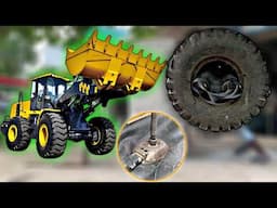 Earthmover Machine HUGE Tire Inner Tube Puncture Repair || Heavy Duty Tyre Puncture Repair