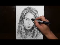 Amazing Stippling Technique with a Sharpie | How to Draw a Girls Portrait