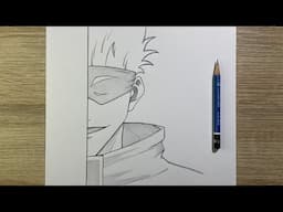 How to Draw Gojo Half Face | Easy Step-by-Step Drawing Tutorial | Anime Character Sketch