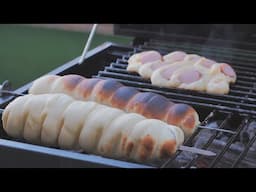 🔥숯불🔥에 구운 소시지빵🌭 오븐없이 숯불로 빵굽기grilled sausage bread 炭火でベーキング [스윗더미 . Sweet The MI]