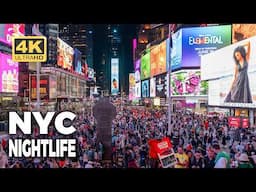 New York City Nightlife: 4K Tour Times Square, Rockefeller Center, Little Italy: Nightlife District