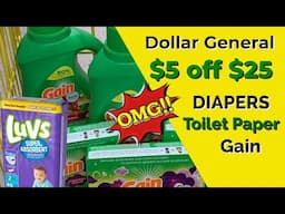 DOLLAR GENERAL $5 OFF $25 ALL DIGITAL DEAL // AUG. 7 2021 // CHEAP DIAPERS, TOILET PAPER AND GAIN