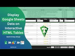 Display Google Sheets Data on Interactive HTML Tables (Quick & Easy Setup)