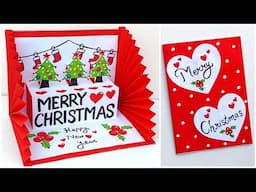 DIY Merry Christmas pop up card 2024 / Handmade Christmas greeting card / 3D Christmas card