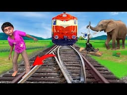 Elephant Rescue Boy From Train on Railway Tracks Hindi Kahaniya Hindi Stories Hindi Moral Stories