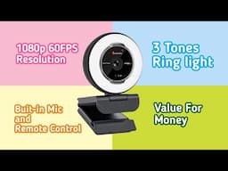 Angetube 1080p 60FPS Budget Webcam with Ring Light Full Details in Hindi