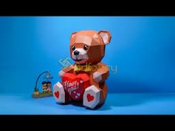 Assembly Instructions Teddy Bear Holding Heart Papercraft - Paper Craft Teddy Bear Low Poly