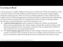 Ch. 11 Learning to Read