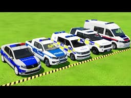 DACIA, VOLKSWAGEN, RANGE ROVER POLICE CARS TRANSPORTING WITH MAN TRUCKS TO THE GARAGE ! FS22