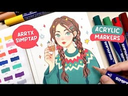 🎄 Draw with me / Painting with Arrtx 48 Simptap Acrylic Markers