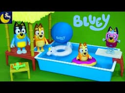 NEW Bluey Pool Time Toys! Water Playset with Bingo Mum and Dad Disney Unboxing Toy Video for Kids