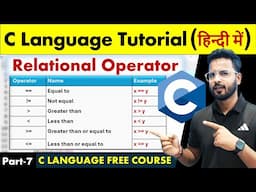 C Tutorial in Hindi | Operators In C | Relational Operators #clanguage