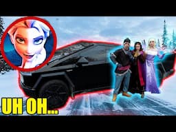 ANNA & KRISTOFF MEET CYBERTRUCK! (Elsa FROZE Niagara Falls!)