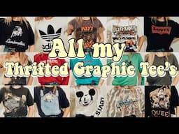 MY THRIFTED GRAPHIC TEE COLLECTION ☆ a very BIG thrift haul ☆ Harley, Levi's, & more!!