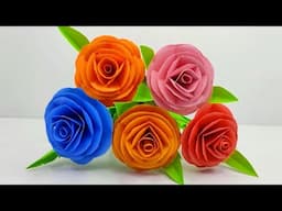 DIY Easy Paper Rose | Easy and Beautiful Paper Flower Rose Making - DIY Rose