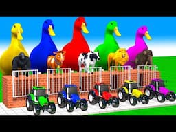 TRANSPORTING PIXAR CARS & FRUITS WITH COLORED & JOHN DEERE VS CLAAS VS TRACTORS - BeamNG.drive #983