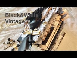 JUNK JOURNAL- Flip Through | Vintage | My First Black & White Journal #satmornmakes #junkjournal