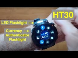 HT30 BT Call IP68 1.7” screen Compass Smartwatch with TWO Integrated Flashlights: Unbox & 1st Look