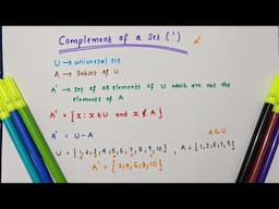 Complement of a set // Operations of sets// Chapter 1 sets//Class 11 Maths