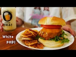 Japanese cheeseburger combo /  lotus root chips & calpico soda homemade