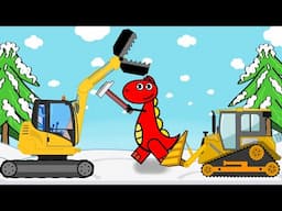 Excavator JCB Video with Bulldozer & Truck | Excavator and Bulldozer Build a Sand Snowman | Cartoon