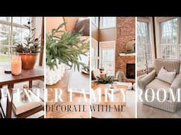 WINTER FAMILY ROOM DECORATE WITH ME | SIMPLE DECORATING IDEAS FOR WINTER