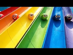 1000 Marbles Super Slide Marble Run Race vs Water Balloons | Colorful Pop Tubes | ASMR Whirlpool 77A