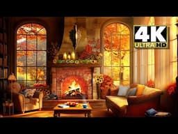 12 hr Cozy 4K Enchanted Autumn Thanksgiving Fireplace Ambience – Relaxing Crackling Fire Sounds